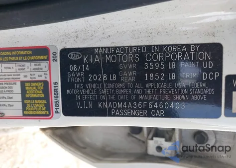 2015 Kia Rio Lx z USA, uszkodzony, nr VIN KNADM4A36F6460403